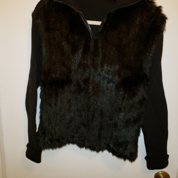 Black rabbit fur/wool jacket - Picture 3 of 3